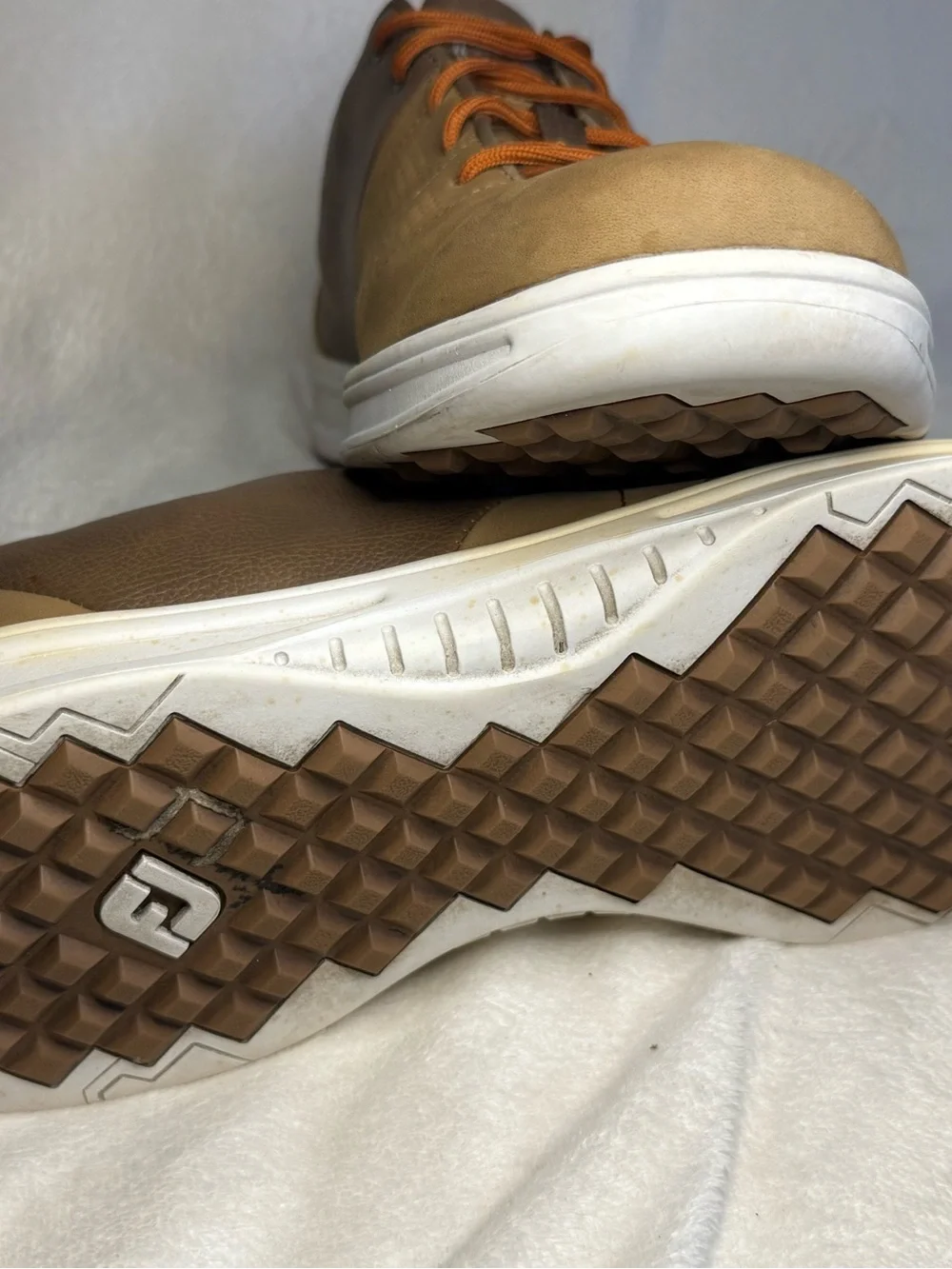 FootJoy Men's Spikeless Golf Shoes Brown Leather Orange Accents Size 13 M